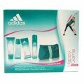 Adidas Happy Game Women ZESTAW UPOMINKOWY - woda toaletowa 50ml spray + żel pod prysznic 75ml + dezodorant 75ml spray + kosmetyczka