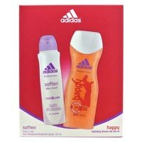 Adidas Women ZESTAW dezodorant antyperspirant 150ml spray Soften + żel 250ml Happy